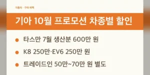 기아 10월 프로모션 차종별 생산월 할인