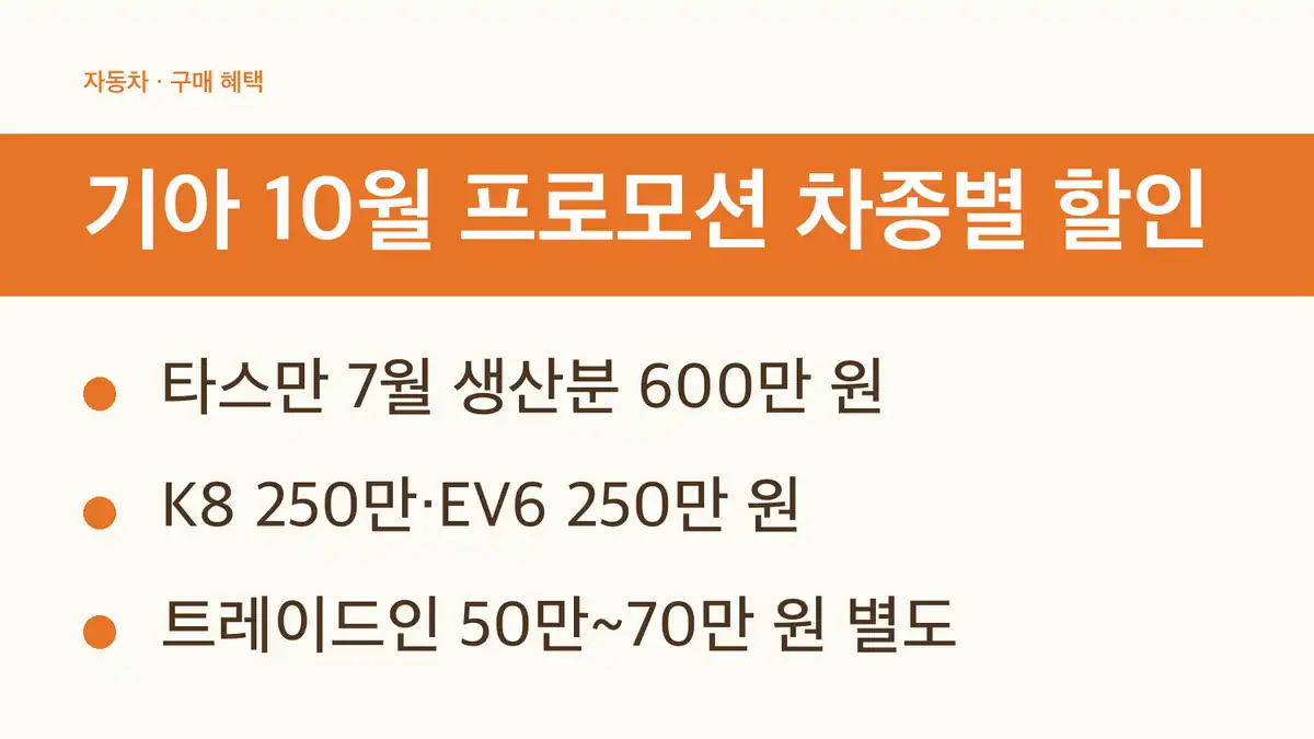 기아 10월 프로모션 차종별 생산월 할인