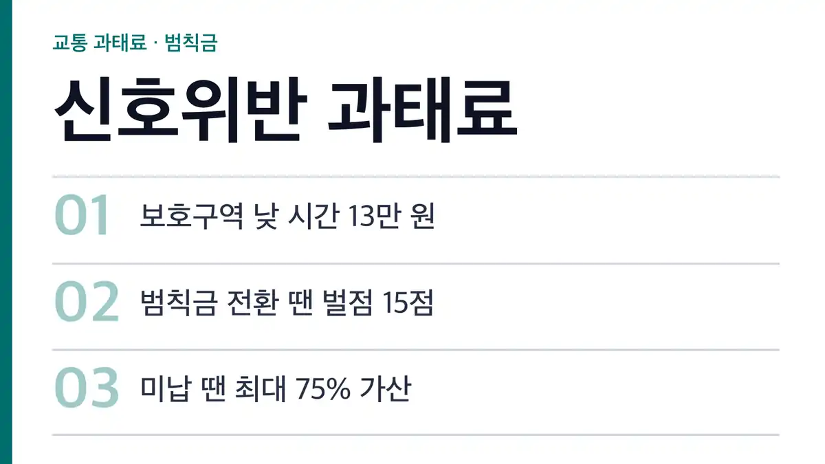 신호위반 과태료 금액, 차종과 장소로 갈립니다