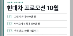 현대차 프로모션 10월 차종별 최대 할인