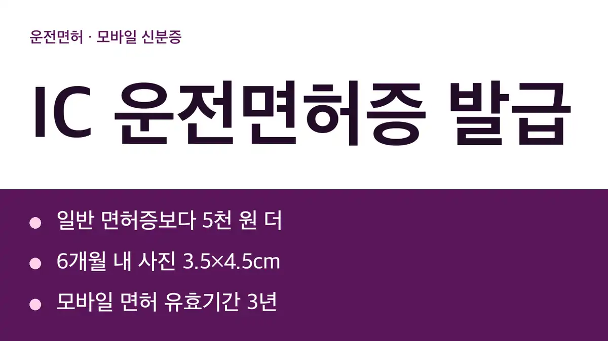 IC 운전면허증 발급 비용과 처리 기간